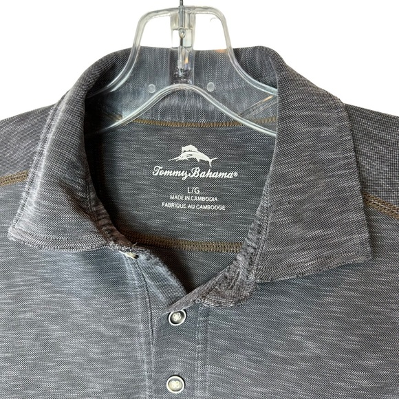 Tommy Bahama Polo Mens Collared 1/4 Button Short Sleeve Tencel Gray Large - Picture 4 of 11